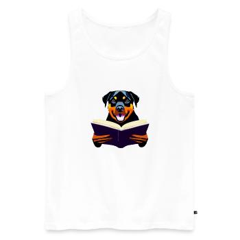 Dogs Books Rottweiler Read Dog Owner Dog - Men's Premium Organic Tank Top - white - Front - Michal (187cm)