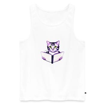 Livres pour chats Livre chat Chaton Lecture Chat domestique Chat - Débardeur bio Premium Homme - blanc - Devant - Michal (187cm)