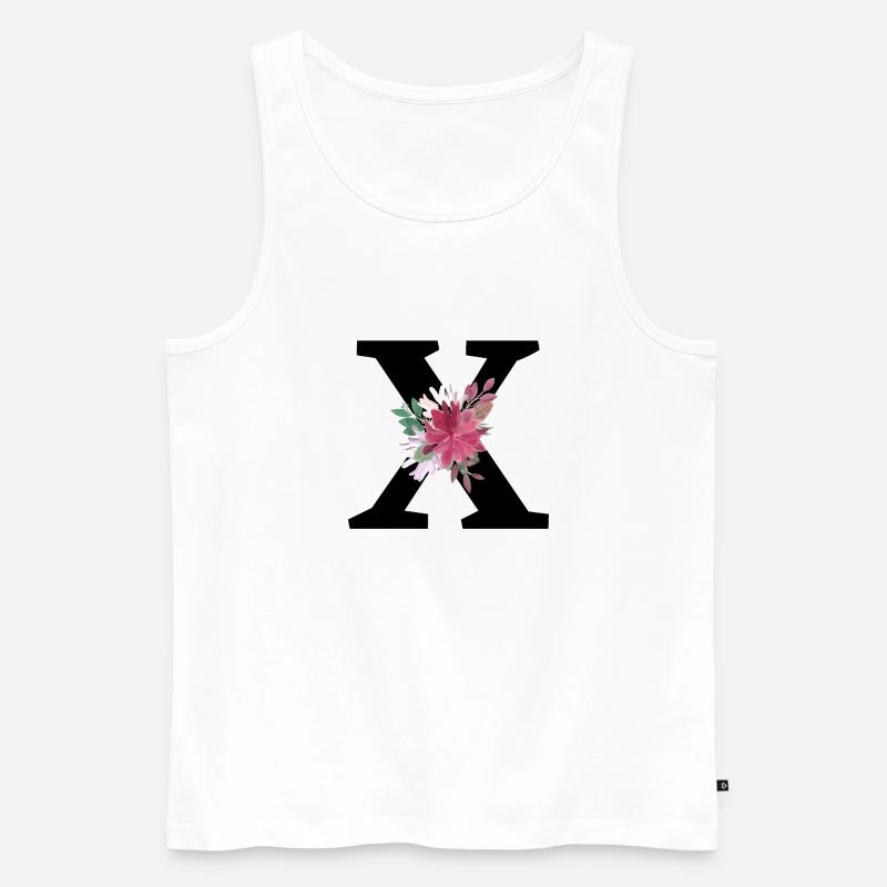 Buchstabe x Blumen - Männer Premium Bio Tank Top - Weiß