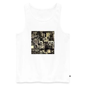 MAN IN CYBER WORLD - Men's Premium Organic Tank Top - white - Front - AI Model Male 178 light (178cm)