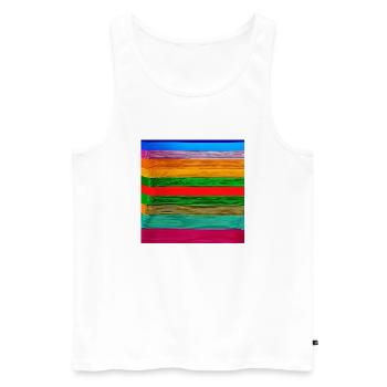 horizontale dicke Streifen in verrückten Farben - Männer Premium Bio Tank Top - Weiß - Vorne - AI Model Male 178 light (178cm)