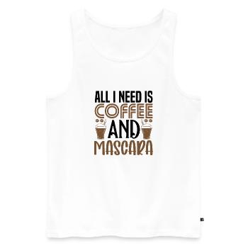 All i need is Coffee and Mascara - Männer Premium Bio Tank Top - Weiß - Vorne - AI Model Male 178 light (178cm)