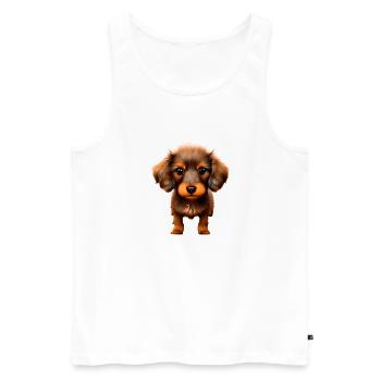 Teckel Chien Chiens Propriétaires Chiens Propriétaires de chiens Propriétaires de chiens - Débardeur bio Premium Homme - blanc - Devant - AI Model Male 178 light (178cm)