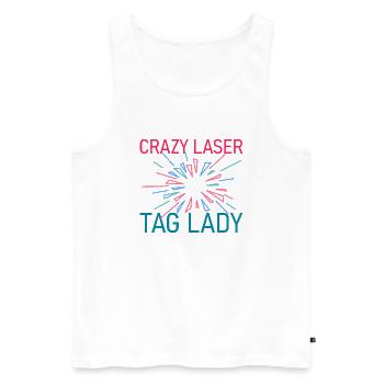 Crazy Laser Tag Lady - Men's Premium Organic Tank Top - white - Front - Michal (187cm)