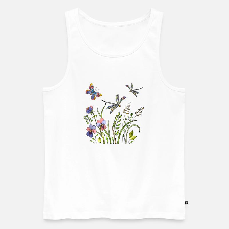 Libellen und Schmetterlinge - Männer Premium Bio Tank Top - Weiß
