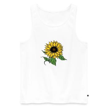 Tournesol dessiné à la main, autocollant de tournesol - Débardeur bio Premium Homme - blanc - Devant - Michal (187cm)
