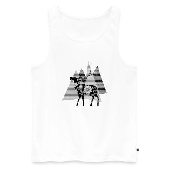 Hirsch - Männer Premium Bio Tank Top - Weiß - Vorne - Michal (187cm)