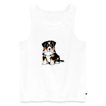 Chien Chiot Propriétaire de chien Berger australien - Débardeur bio Premium Homme - blanc - Devant - Michal (187cm)