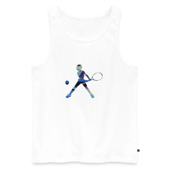 tennis,backhand,tennis player,boy,child - Men's Premium Organic Tank Top - white - Front - AI Model Male 178 light (178cm)