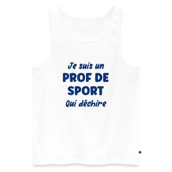 Je suis un prof de sport - Débardeur bio Premium Homme - blanc - Devant - Michal (187cm)