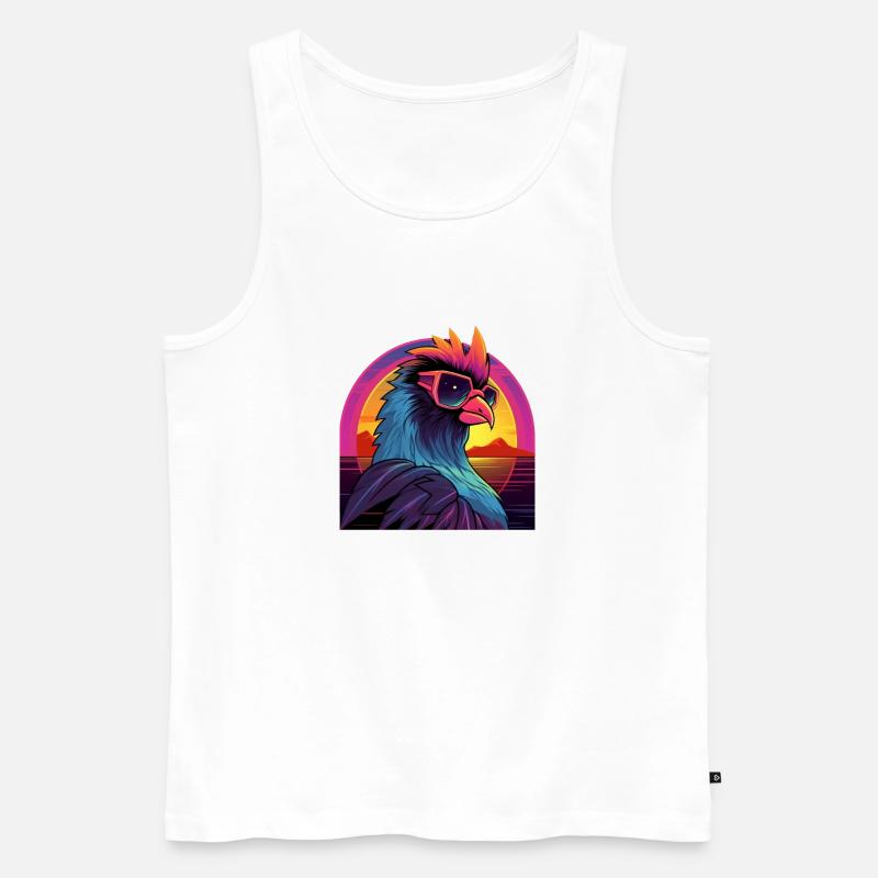 Synthwave Hahn - Männer Premium Bio Tank Top - Weiß