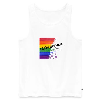 Liebe gewinnt immer Priede Regenbogen LGBTHerzen - Männer Premium Bio Tank Top - Weiß - Vorne - Michal (187cm)