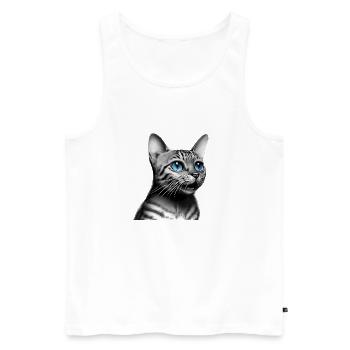 Chat Mâle Chaton Britannique à poil court Chats - Débardeur bio Premium Homme - blanc - Devant - Michal (187cm)
