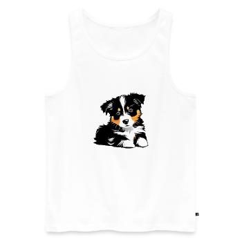 Propriétaire de chien chiot berger australien - Débardeur bio Premium Homme - blanc - Devant - Michal (187cm)