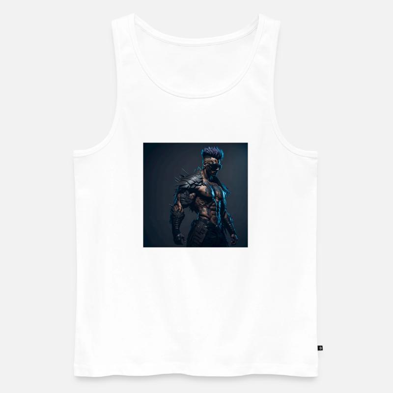 Future Cyberpunkt Warrior - Männer Premium Bio Tank Top - Weiß
