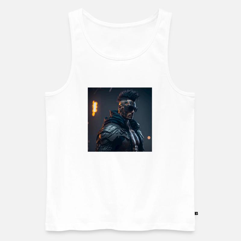 Future Cyberpunkt Warrior - Männer Premium Bio Tank Top - Weiß