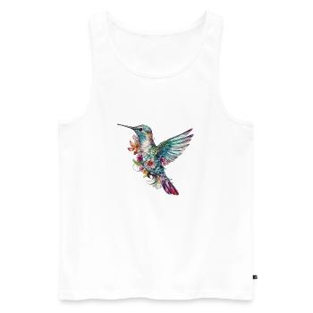 Cute hummingbird bird with floral pattern flowers - Men's Premium Organic Tank Top - white - Front - Michal (187cm)