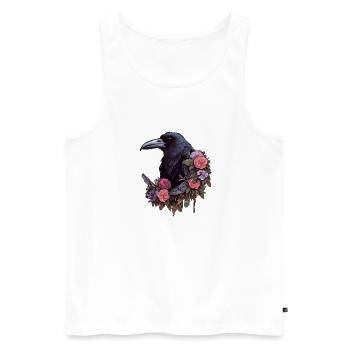 Gothic Raven Crow Mystical Horror Flowers - Débardeur bio Premium Homme - blanc - Devant - Michal (187cm)