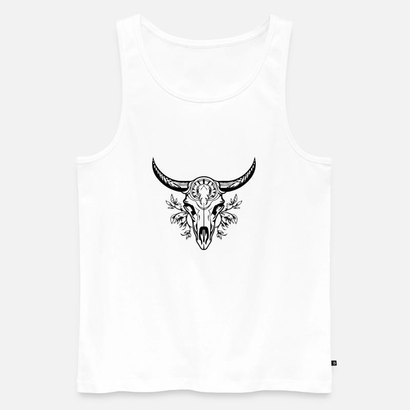 Kuh Schädel Boho - Männer Premium Bio Tank Top - Weiß