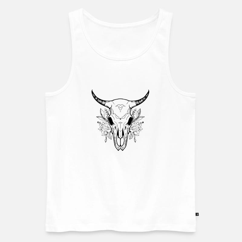 Kuh Schädel Boho - Männer Premium Bio Tank Top - Weiß