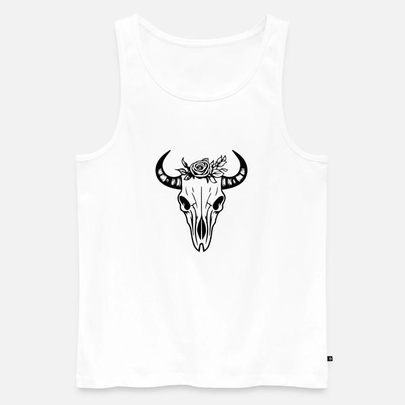 Kuh Schädel Boho - Männer Premium Bio Tank Top - Weiß
