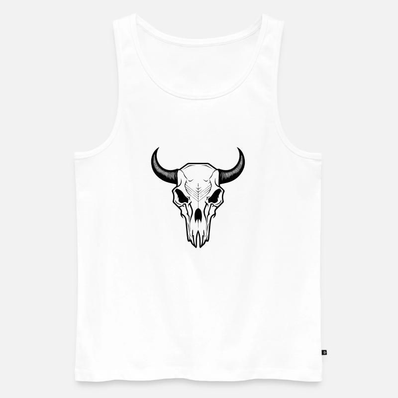 Kuh Schädel Boho - Männer Premium Bio Tank Top - Weiß