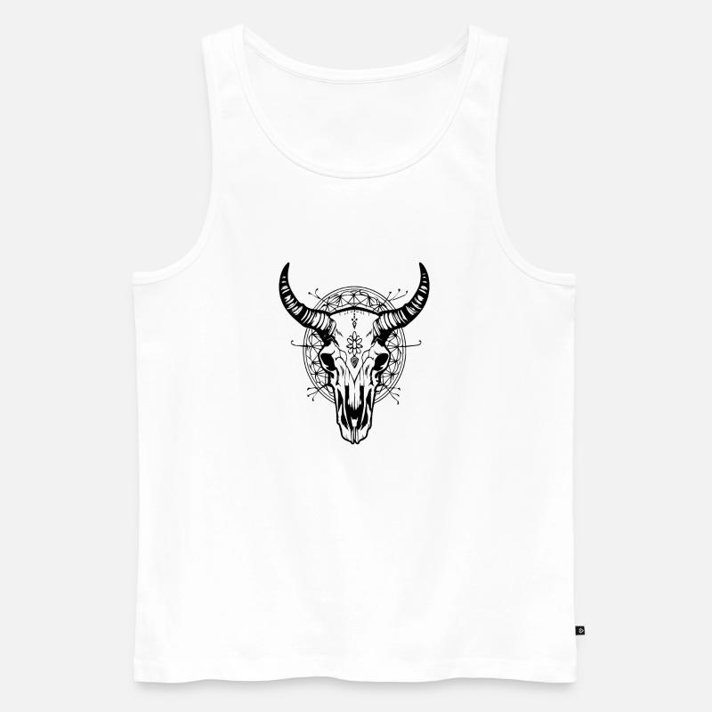 Kuh Schädel Boho - Männer Premium Bio Tank Top - Weiß