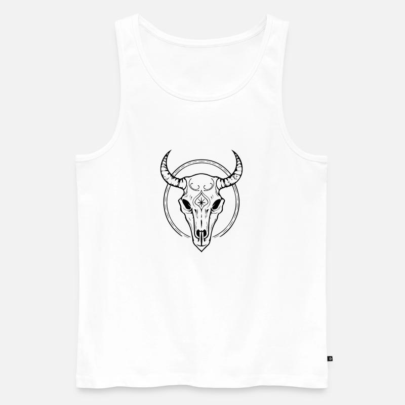 Kuh Schädel Boho - Männer Premium Bio Tank Top - Weiß