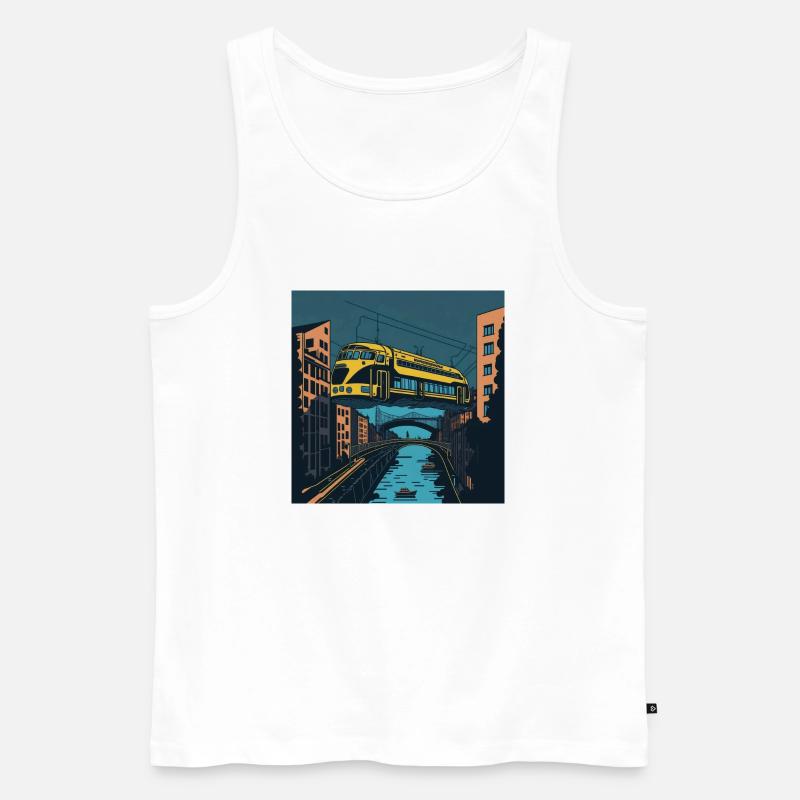 Abstrakte Schwebebahn über der Wupper - Männer Premium Bio Tank Top - Weiß