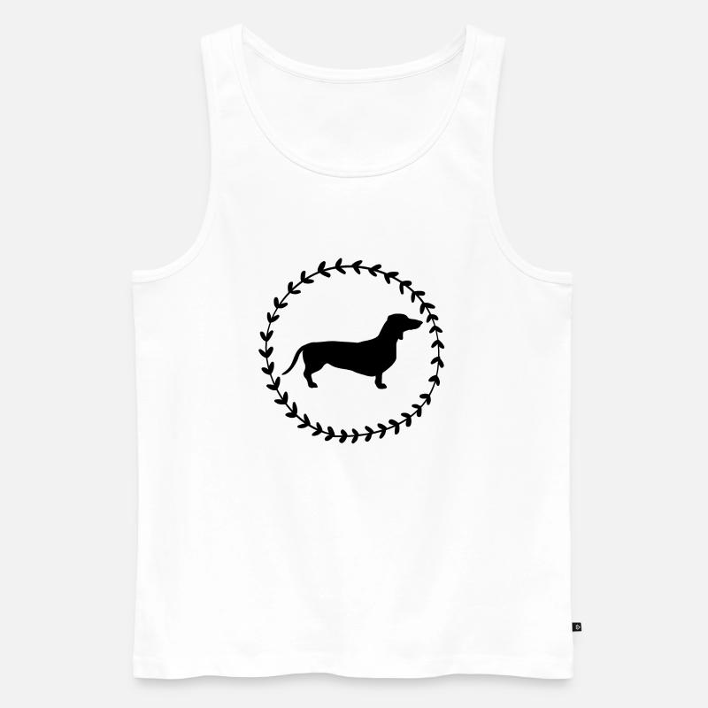 Dackel mit Herzen Kranz - Männer Premium Bio Tank Top - Weiß