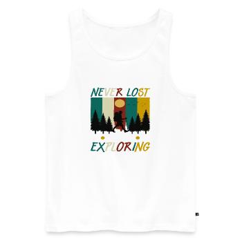 Never Lost always Exploring - Männer Premium Bio Tank Top - Weiß - Vorne - Michal (187cm)
