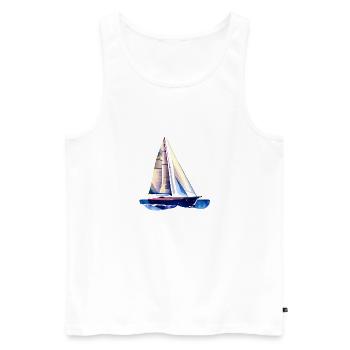 voilier voilier voilier voilier voilier voilier - Débardeur bio Premium Homme - blanc - Devant - Michal (187cm)
