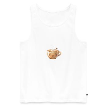 Realisitsche Cafe Tasse mit Gesicht - Männer Premium Bio Tank Top - Weiß - Vorne - AI Model Male 178 light (178cm)