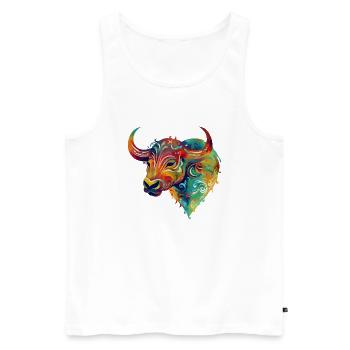 Bullo le taureau - Débardeur bio Premium Homme - blanc - Devant - Michal (187cm)