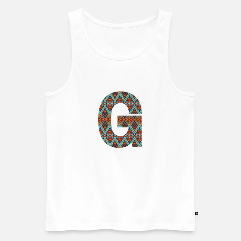 Buchstabe G- Boho-Design, Buntes Monogramm - Männer Premium Bio Tank Top - Weiß