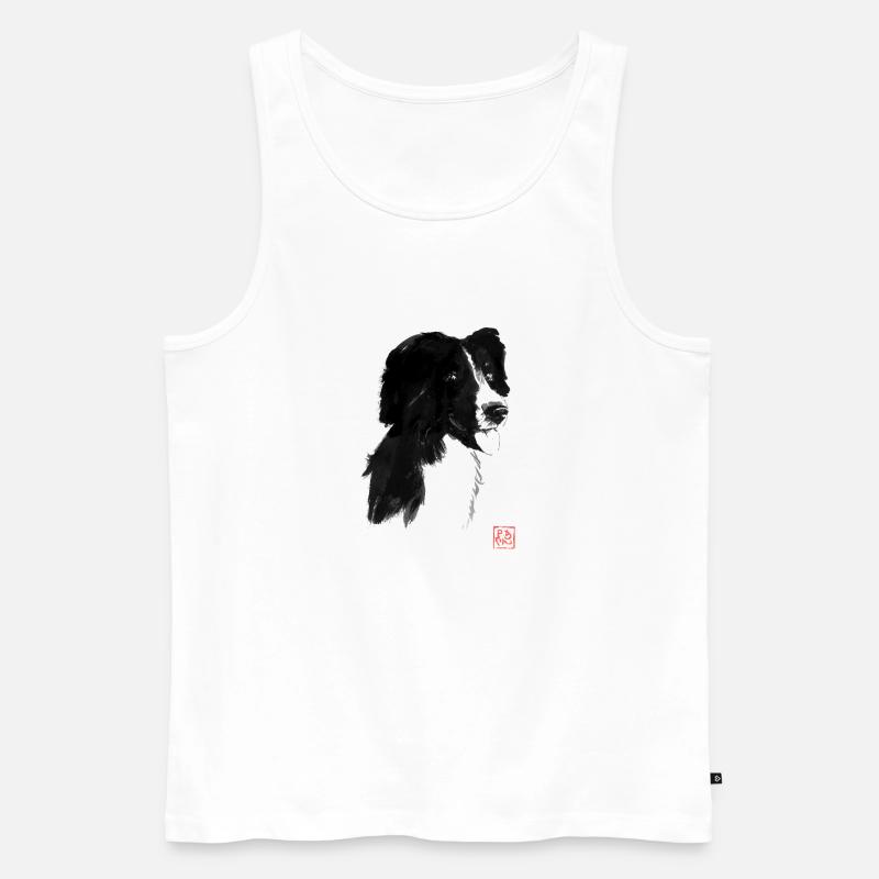 Schwarzer Hund - Männer Premium Bio Tank Top - Weiß