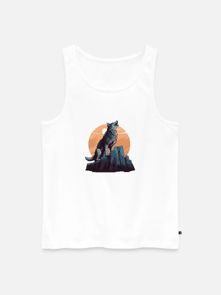 Der Wolf und der Mond - Männer Premium Bio Tank Top - Weiß