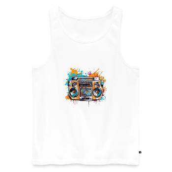 Graffiti Radio - Männer Premium Bio Tank Top - Weiß - Vorne - Michal (187cm)