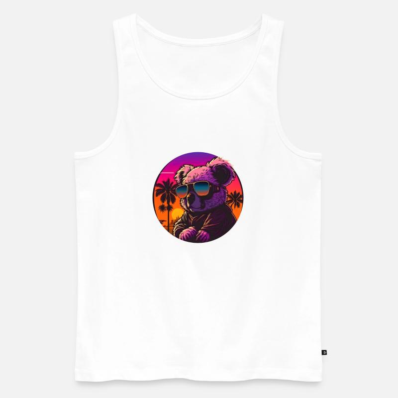 Synthwave Koala Sunset - Männer Premium Bio Tank Top - Weiß