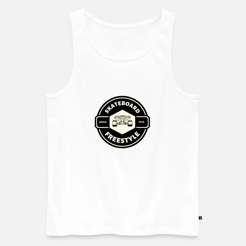 SKATEBOARD FREESTYLE X BOARD FACE - Männer Premium Bio Tank Top - Weiß