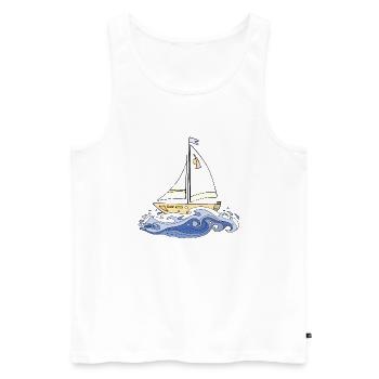 Segelboot - Männer Premium Bio Tank Top - Weiß - Vorne - AI Model Male 178 light (178cm)
