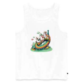 Les licornes au pays arc en ciel - Débardeur bio Premium Homme - blanc - Devant - Michal (187cm)