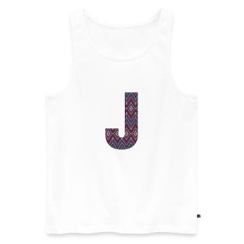 Monogram Letter J- boho colorful design - Men's Premium Organic Tank Top - white - Front - AI Model Male 178 light (178cm)