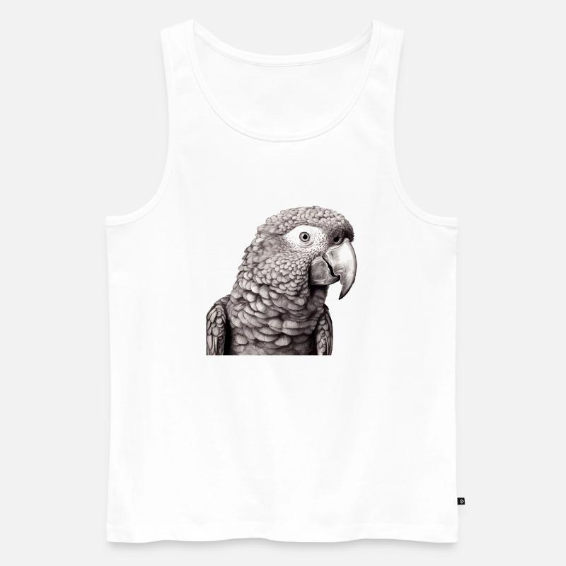 Papagei mit Bleistift Nr. 2 - Männer Premium Bio Tank Top - Weiß