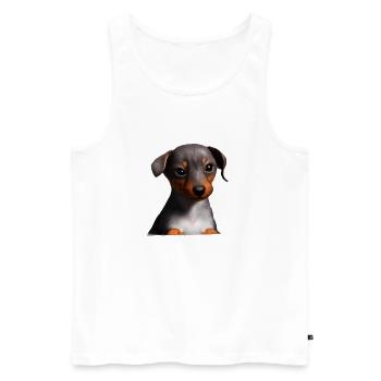 Propriétaires de chiens Chiens teckel Chien Dachshund chiot - Débardeur bio Premium Homme - blanc - Devant - Michal (187cm)