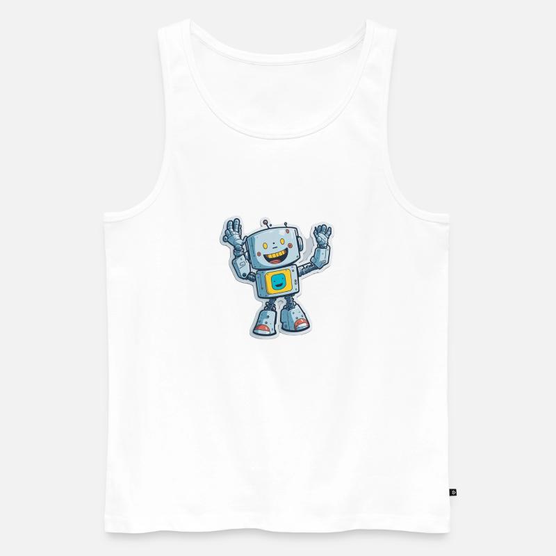 Robot Roboter Comic Cartoon Style - Männer Premium Bio Tank Top - Weiß