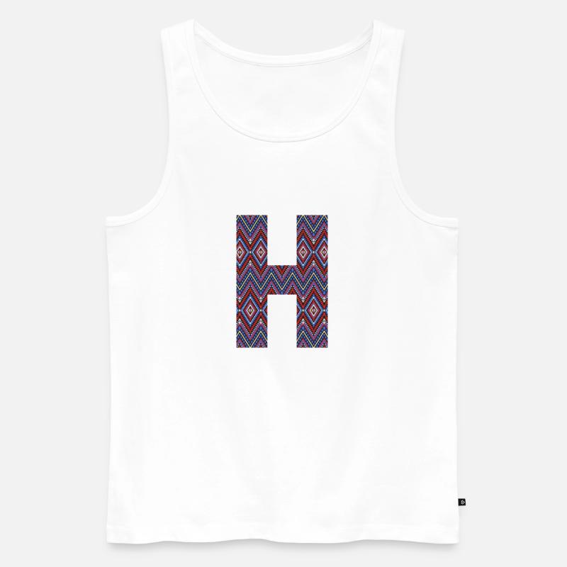 Monogramm Buchstabe H - geometrisches Muster - Männer Premium Bio Tank Top - Weiß