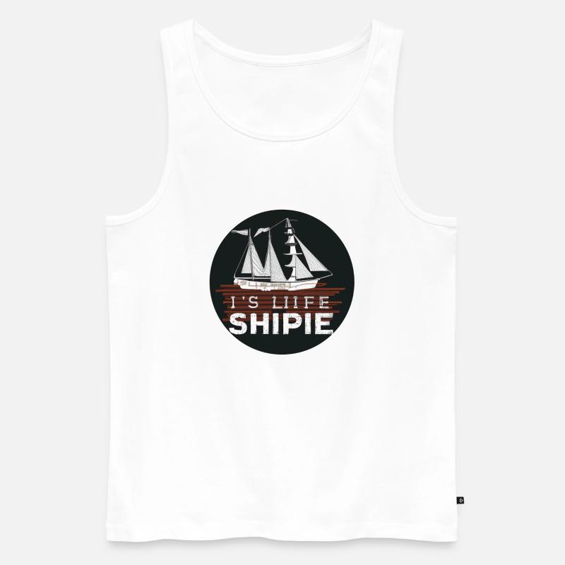 Schiff-Design mit Spruch - Männer Premium Bio Tank Top - Weiß