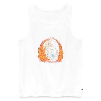 Neon - Buddha - Meditation in Flames - neg - Männer Premium Bio Tank Top - Weiß - Vorne - Michal (187cm)