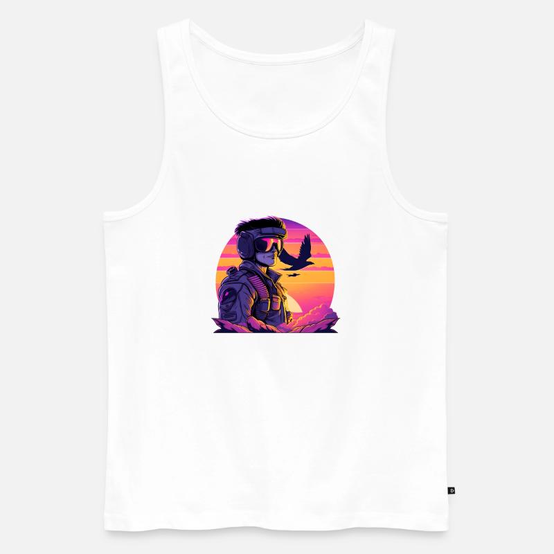 Synthwave Air-force Pilot - Männer Premium Bio Tank Top - Weiß